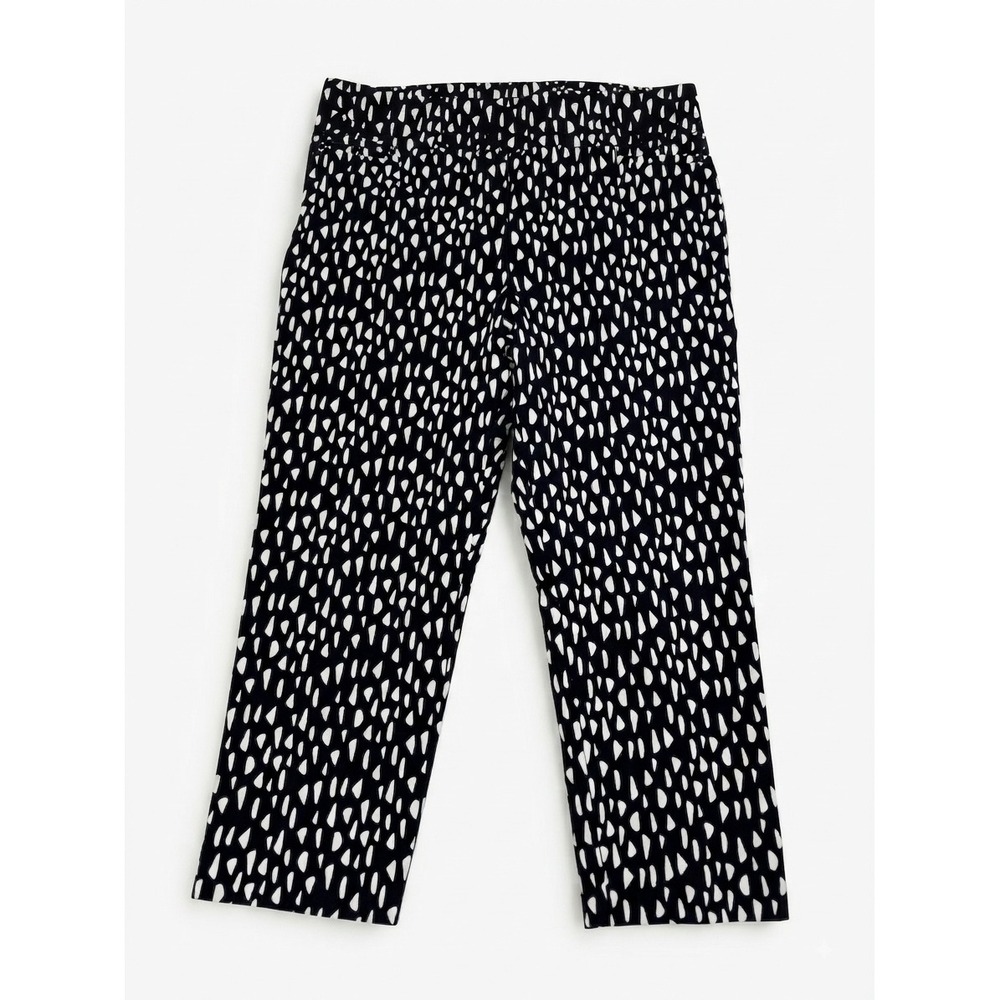 Chicos So Slimming Ankle Pants Womens 14 Black White Print Good